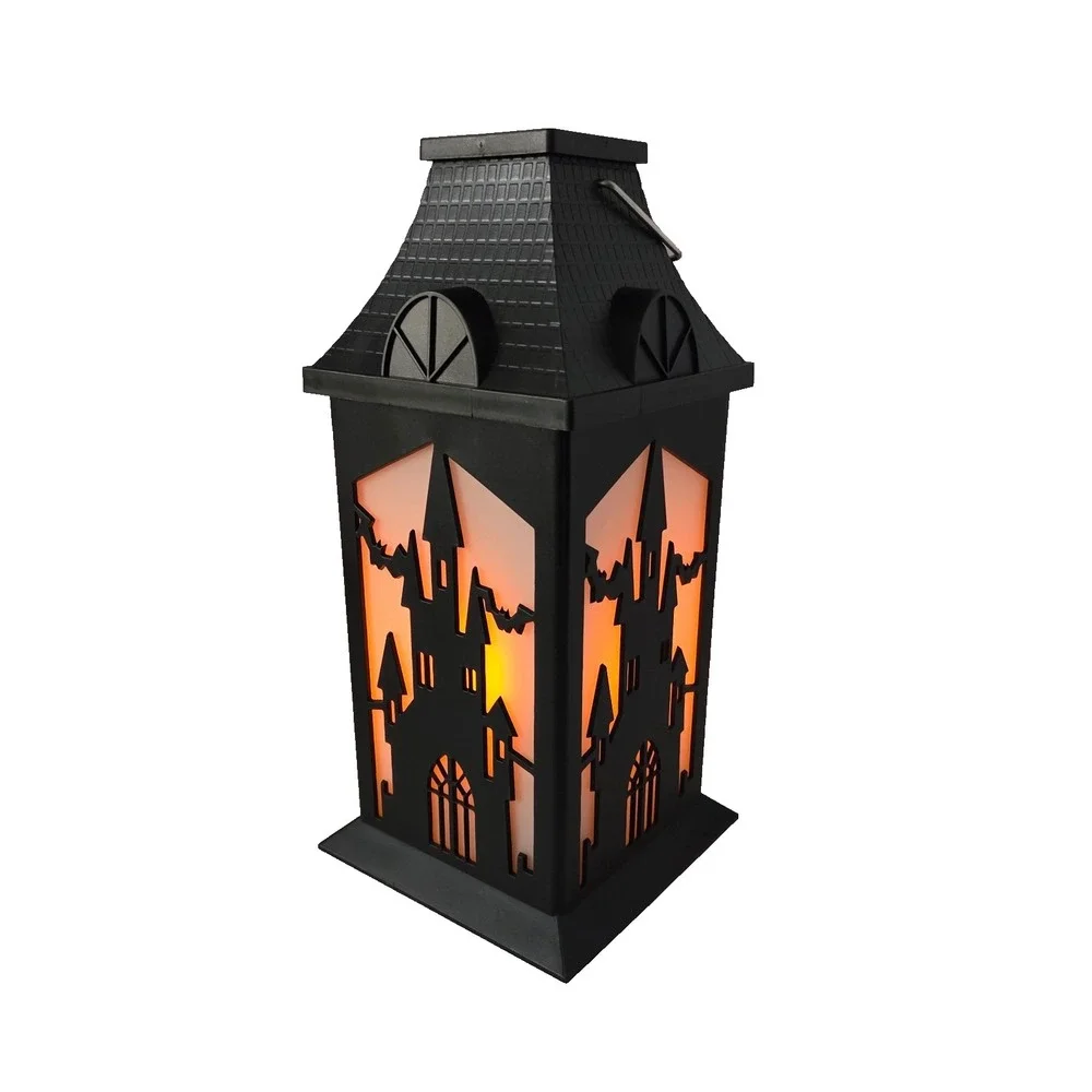 Haunted House LED Light Up Lantern Halloween Decor 12 Inch Black New Gothic